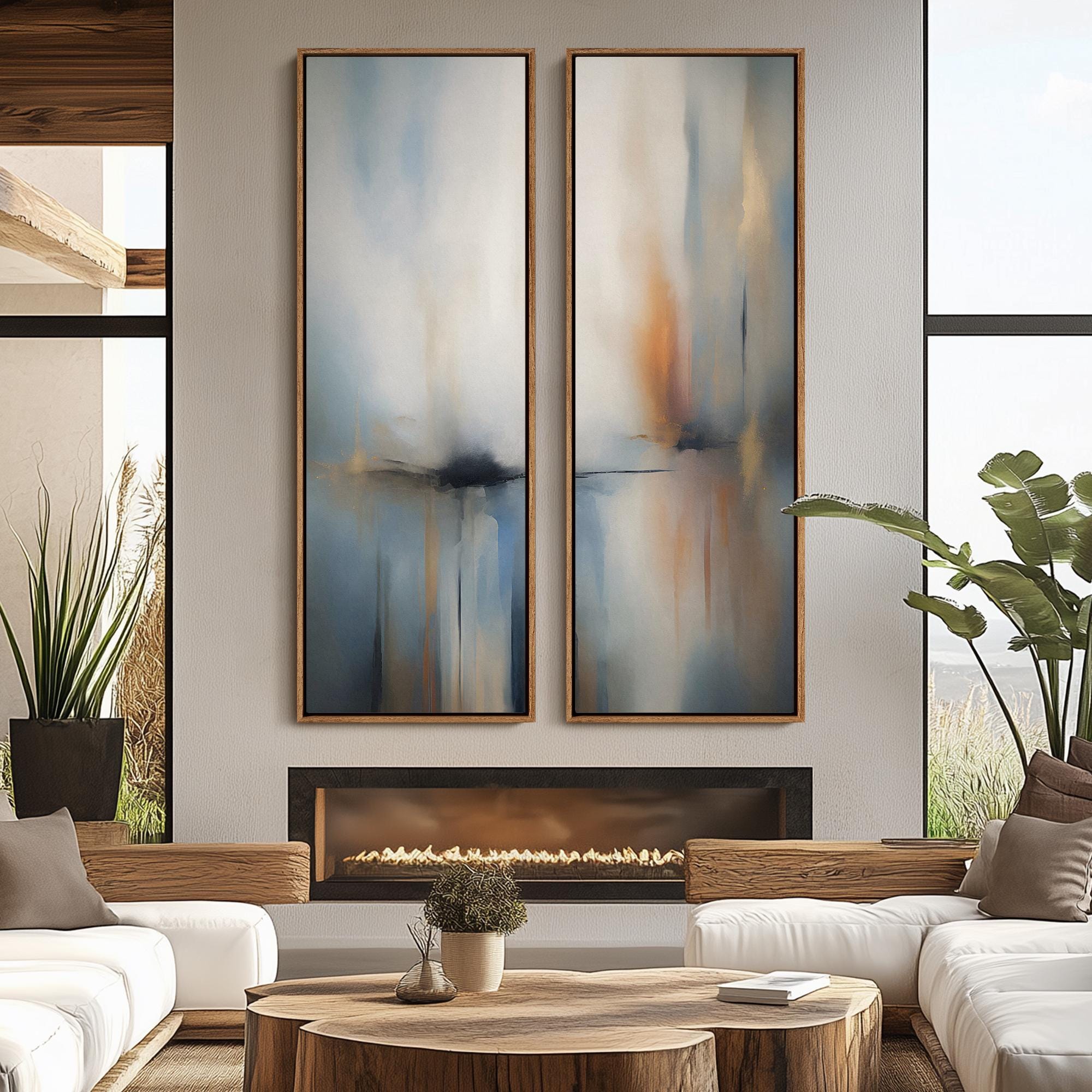 Luxury Modern Abstract Watercolor Wall Art - 20x60 Framed Canvas Set ...