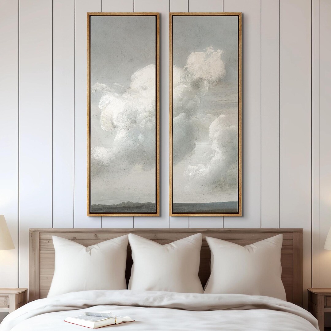 NOSTALGIC SKY, Oeuvre sur toile étirée, encadré Blanc