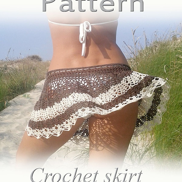 Crochet beach skirt, cover up, boho, falda, mini, PATTERN,  PDF, Tutorial, digital, instant download, DIY, English, charts