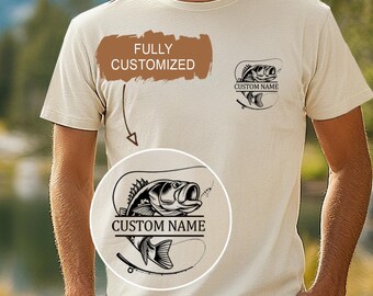 Aangepast visshirt, cadeau vissers, gepersonaliseerd cadeau vader vissen, cadeau voor visser, T-shirt baars vissen, T-shirt naam visser, gepersonaliseerd cadeau vader