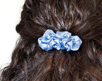 Light blue small fabric french barrette hair clip, hair slide, Hair Accessory, textile hair barrette