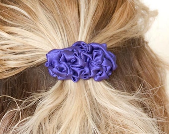 Purple small fabric french barrette hair clip, hair slide, Hair Accessory, textile hair barrette