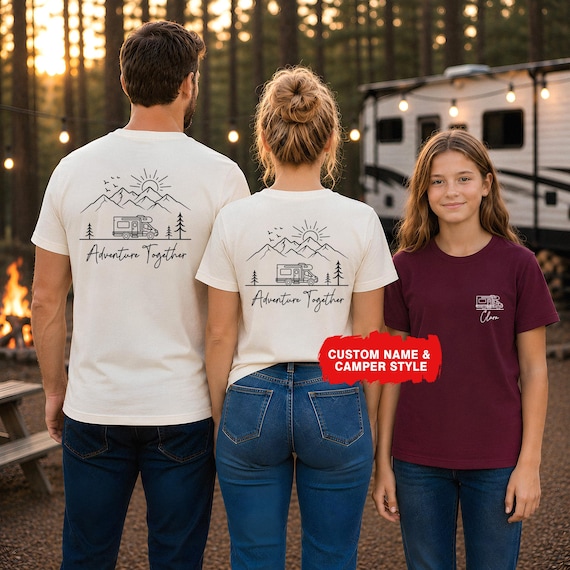 Custom camping shirt, camper family vacation matching tshirt, Gift for Campers with name, vanlife Outdoor lover, personalized motorhome