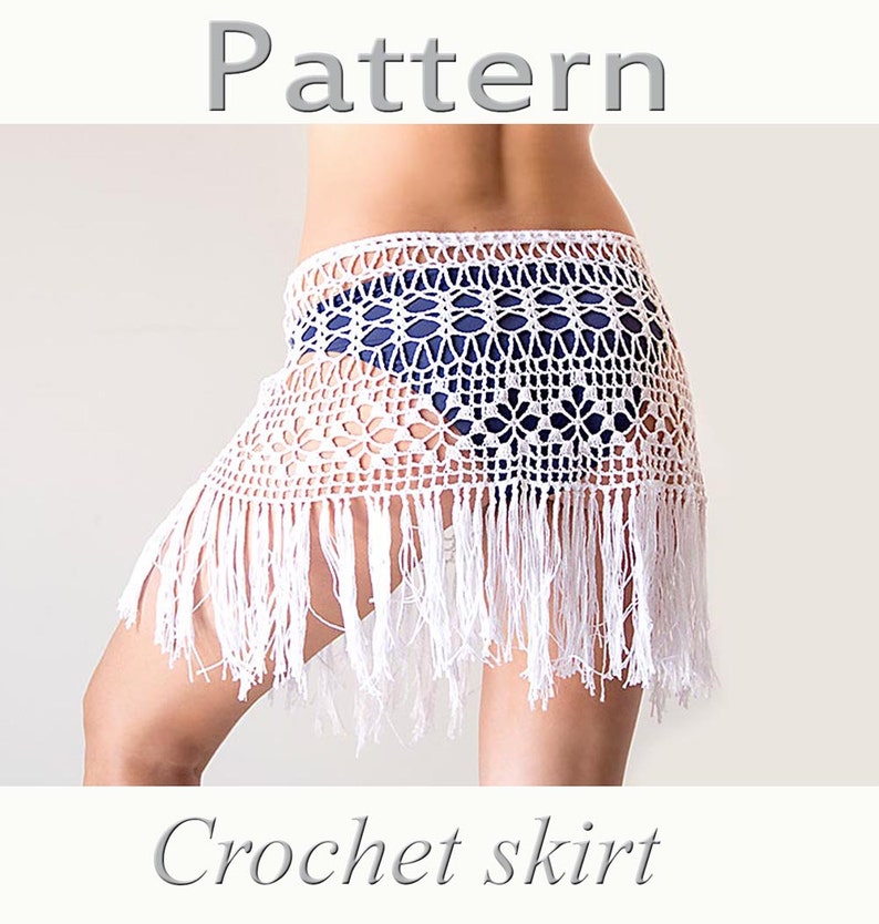 Crochet beach fringed skirt, cover up, boho, falda, mini, PATTERN, PDF, Tutorial, digital, instant download, DIY, English, charts 