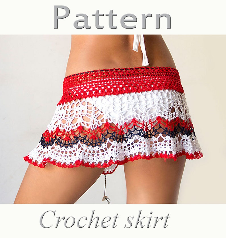 Crochet beach skirt, cover up, boho, falda, mini, PATTERN, PDF, Tutorial, digital, instant download, DIY, English, charts image 1