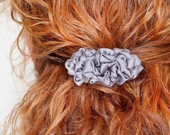 Grey fabric small french barrette hair clip, hair slide, grey Hair Accessory, textile hair barrette, gift for her