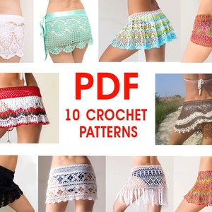 Ebook PDF 10 Häkelanleitungen - Häkelröcke, Häkelshorts, Cover Up, Boho, Falda, Mini, Tutorial, digital, DIY, englisch, Strickschriften