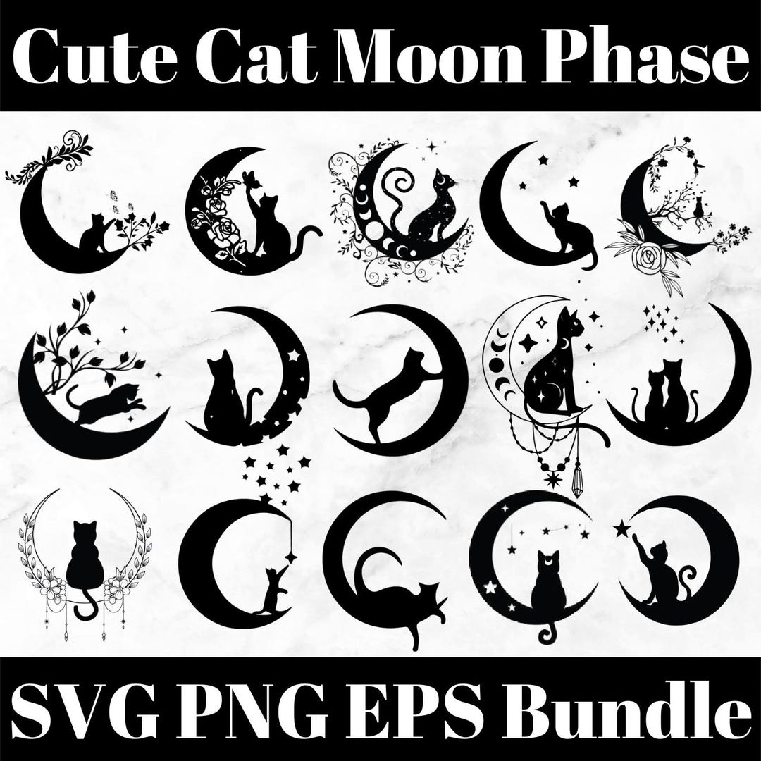 Hand Drawn Mystical Moon SVG Bundle,moon Design Collection,witches Svg ...