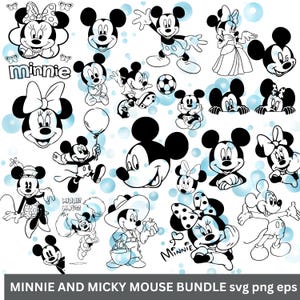 Mickey Mouse SVG, archivos SVG para Cricut, Mouse SVG, paquete Mickey Valentine, Mickey y Minnie Love Clipart, Minie Mickey Svg, archivos svg de princesa