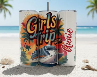 Personalized Girls Trip Cruise Tumbler: Tropical Vacation Gift
