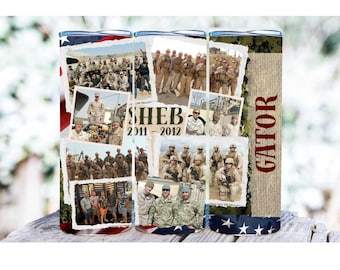 Custom Military Veteran Photo Collage Tumbler: Personalized Patriotic Gift