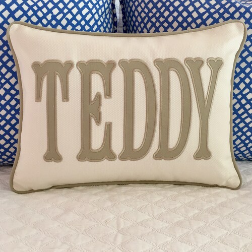 Applique Name Pillow Cover Etsy