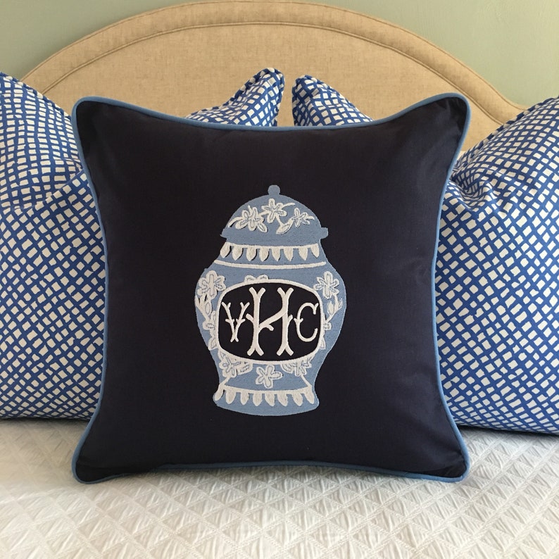 Monogrammed Ginger Jar Pillow Cover Etsy