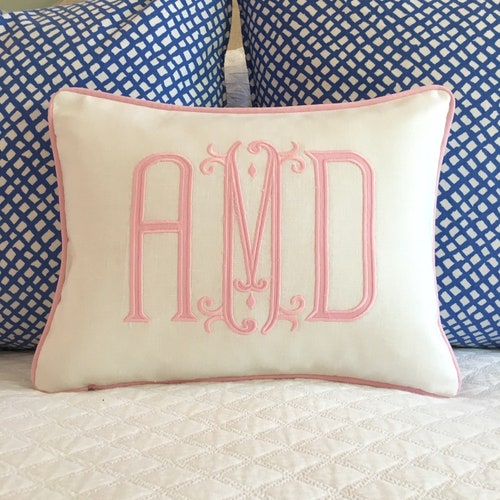 Applique Monogram Pillow Cover Etsy