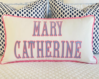 Applique Double Name Pillow Cover