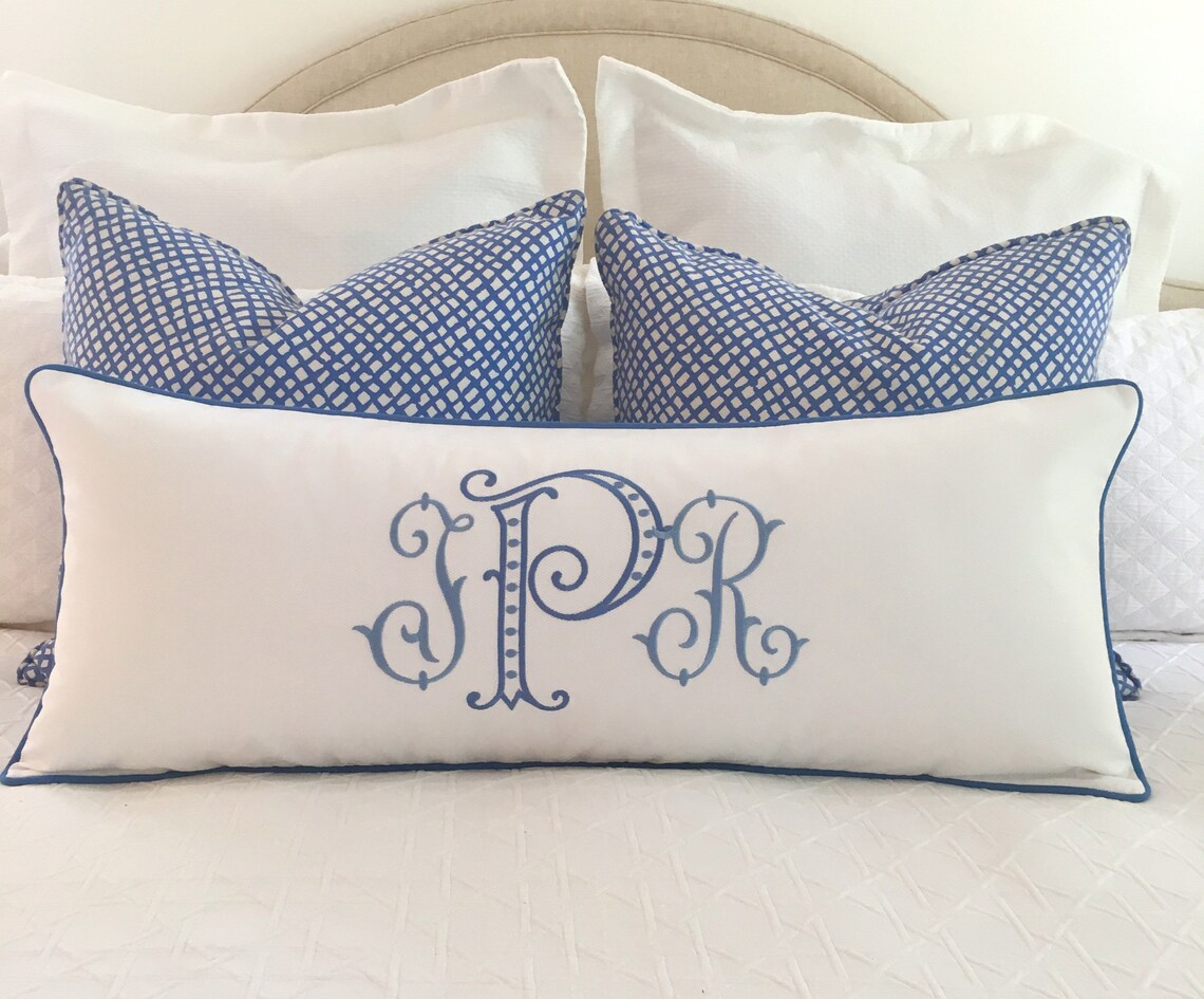 Monogrammed Lumbar Pillow Cover Etsy