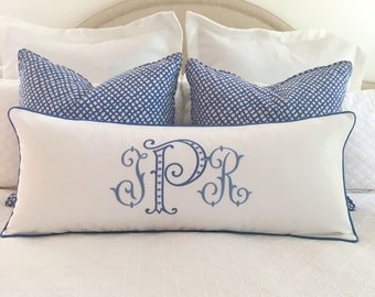 Monogrammed Lumbar Pillow Cover