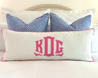 14 x 36 Monogrammed Appliquéd Pillow Cover