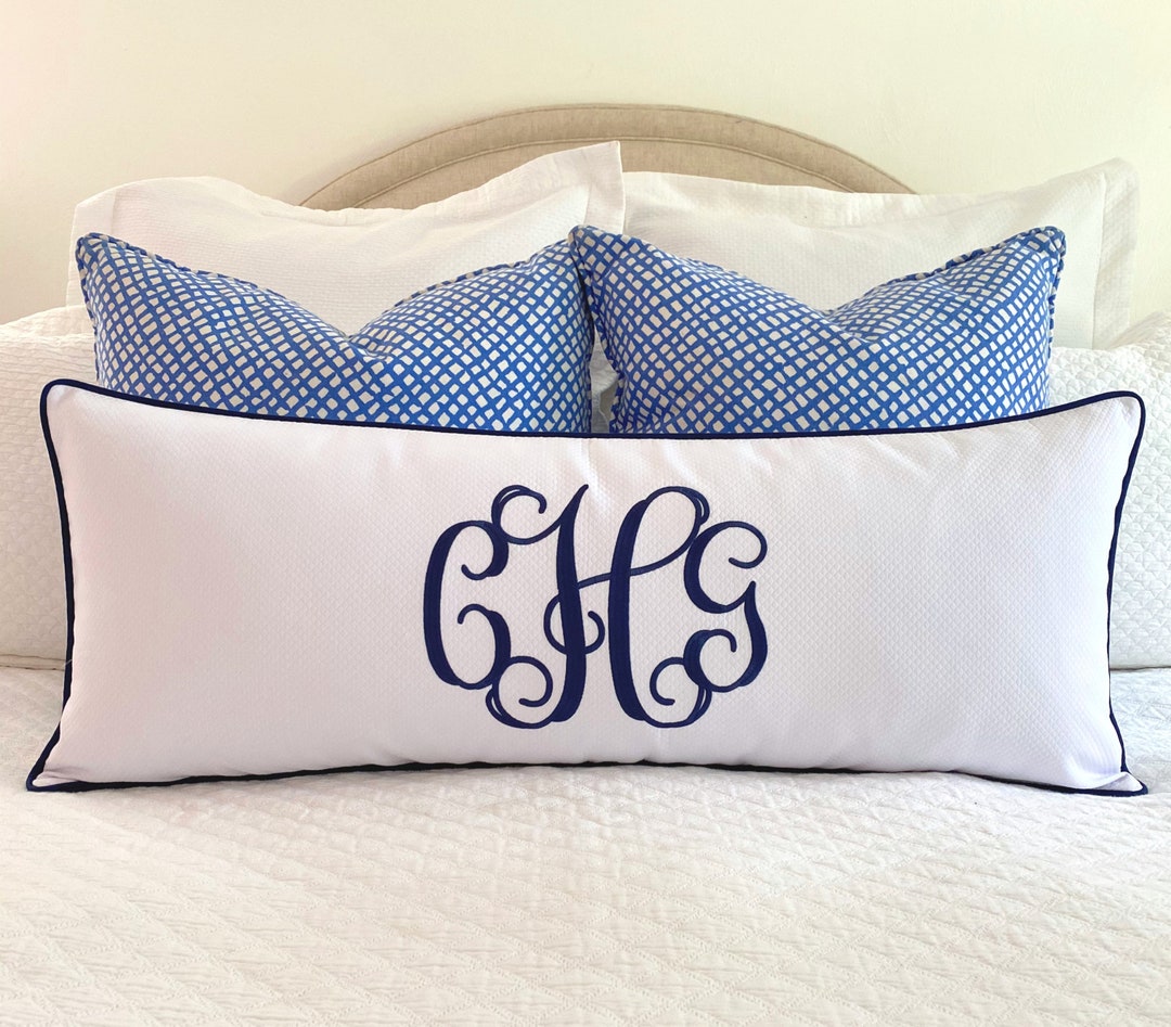 Monogrammed Lumbar Pillow Cover Etsy