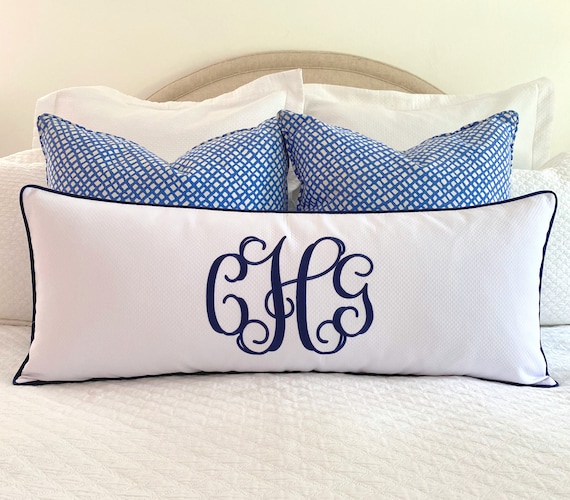Monogrammed Lumbar Pillow Cover | Etsy Monogrammed Lumbar Pillow Cover | Etsy