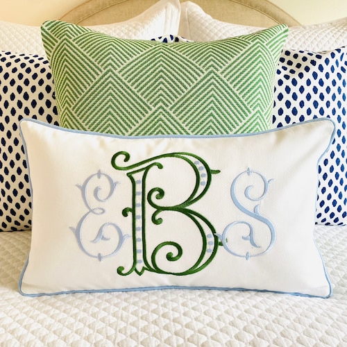 Monogrammed Lumbar Pillow Cover Etsy