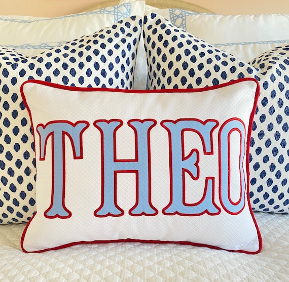 Applique Name Pillow Cover - Preppy