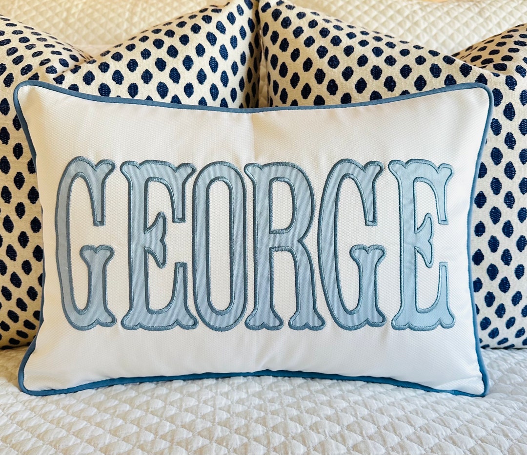 Applique Name Pillow Cover Etsy