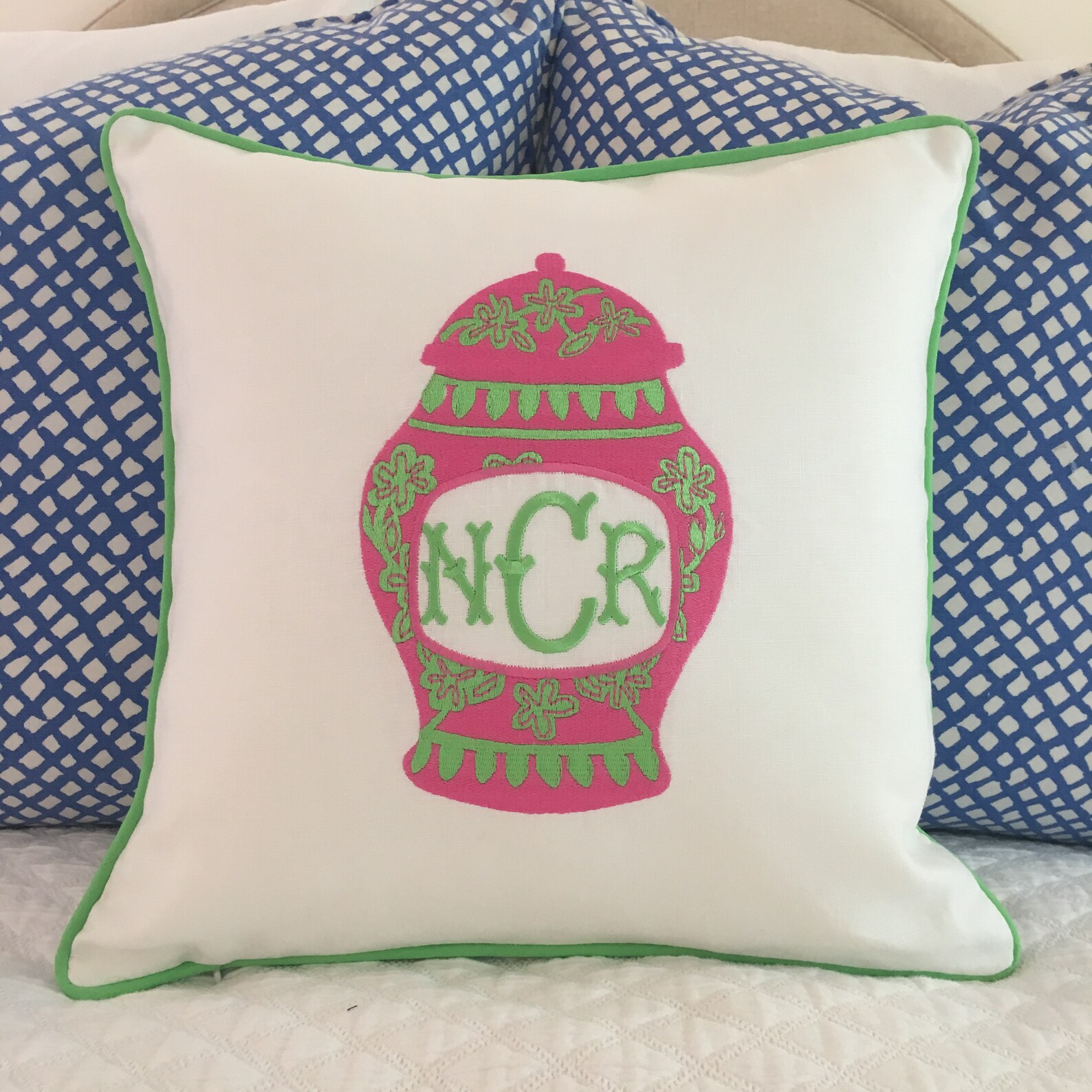 Monogrammed Ginger Jar Pillow Cover Etsy