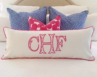 Monogrammed Lumbar Pillow Cover