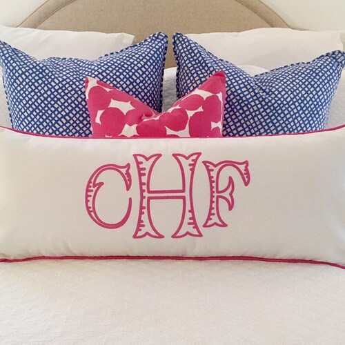 14 X 36 Monogrammed Appliquéd Pillow Cover Etsy