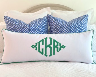 14 x 36 Monogrammed Appliquéd Pillow Cover