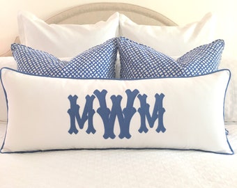 Lumbar Monogram Appliqué Pillow Cover