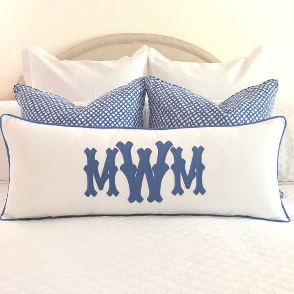 Lumbar Monogram Appliqué Pillow Cover