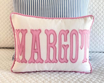 Custom Name Pindot Pillow Cover - Baby Decor
