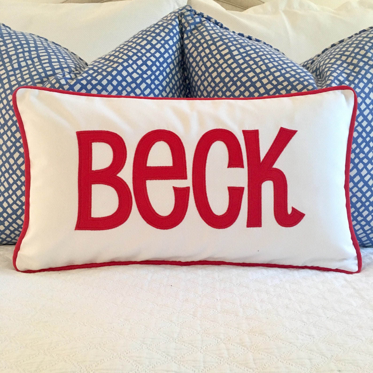 Applique Name Pillow Cover Etsy