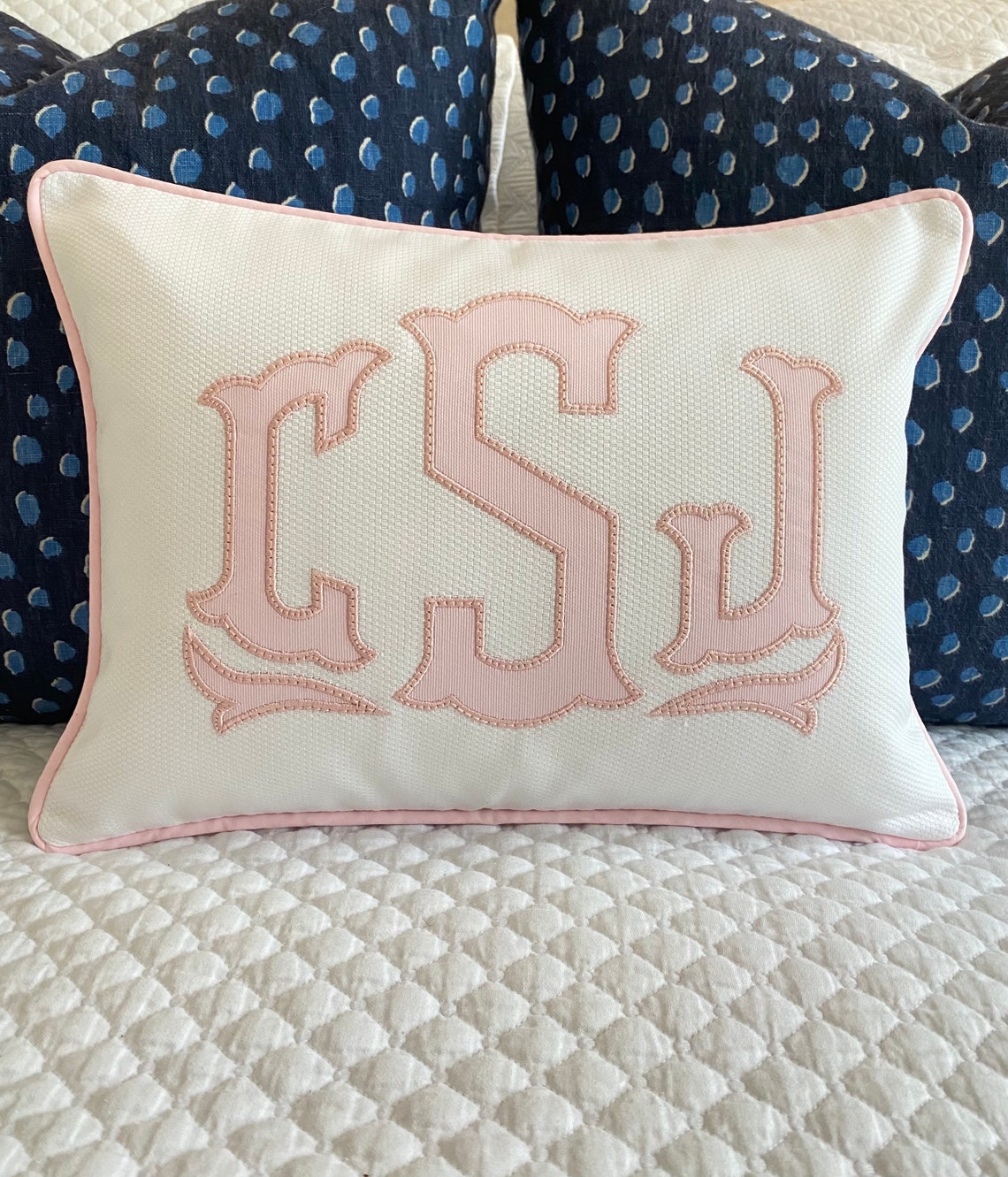 Applique Monogram Pillow Cover Etsy