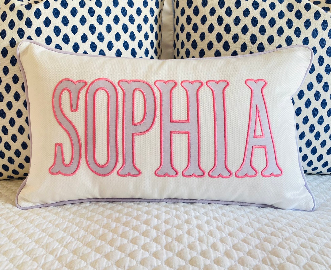 Applique Name Pillow Cover Etsy
