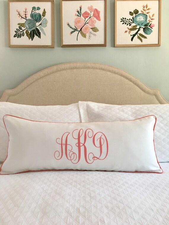 Monogrammed Lumbar Pillow Cover Etsy