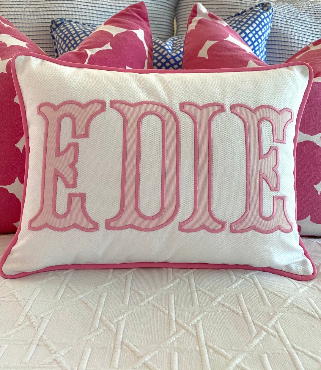 Applique Name Pillow Cover Etsy