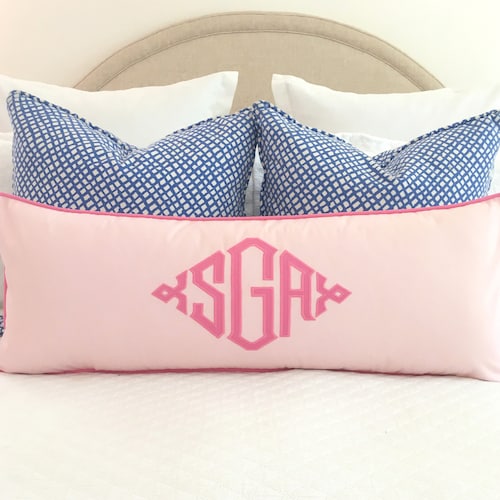 14 X 36 Monogrammed Appliquéd Pillow Cover Etsy