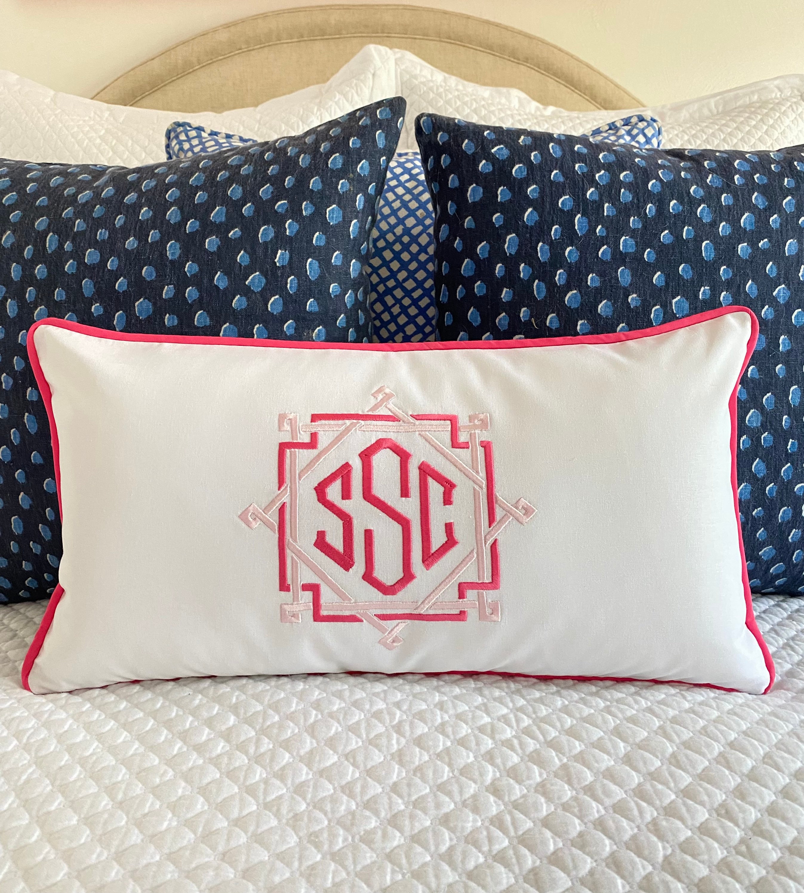 Monogrammed top pillow cover