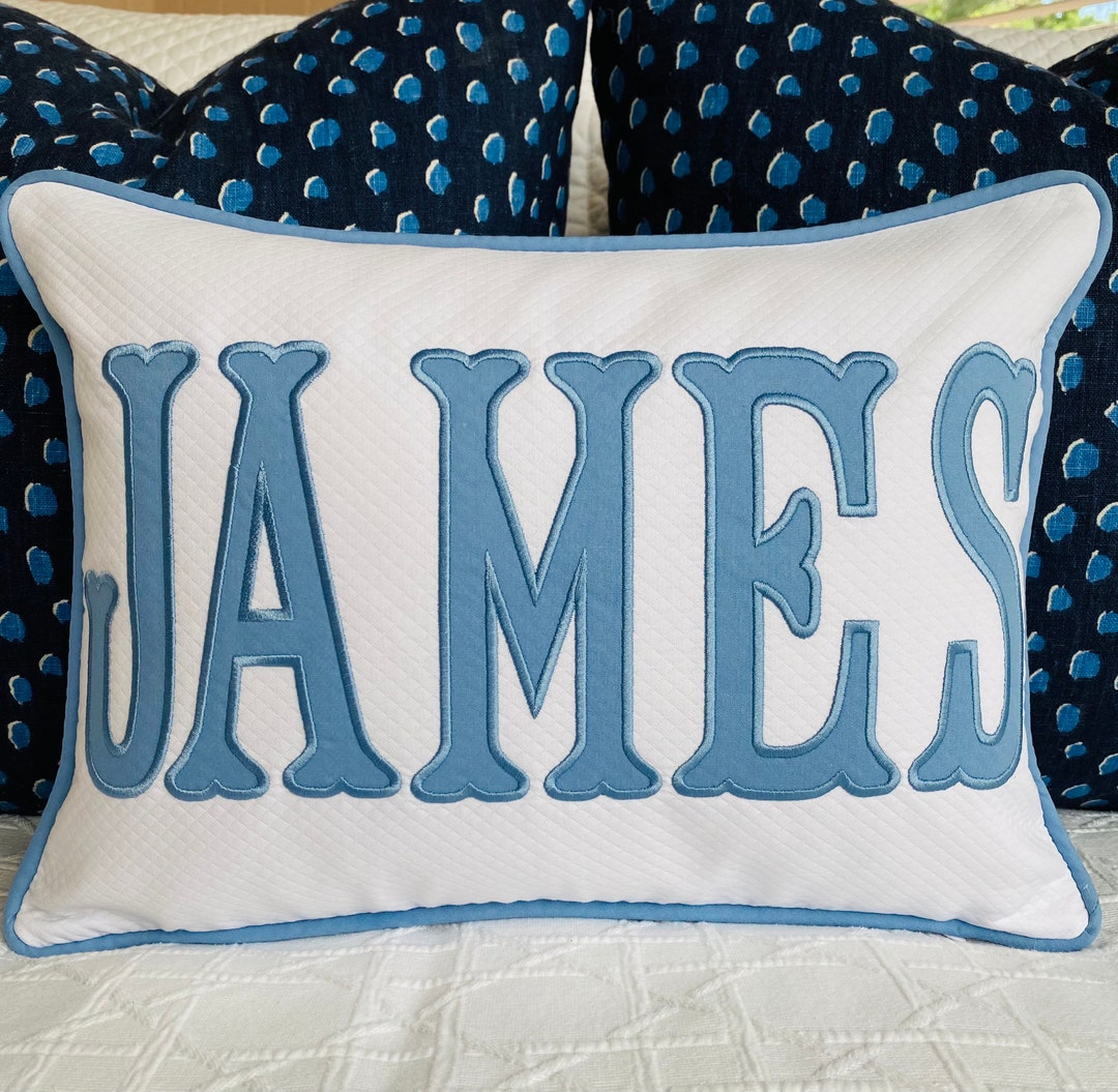 Applique Name Pillow Cover Etsy