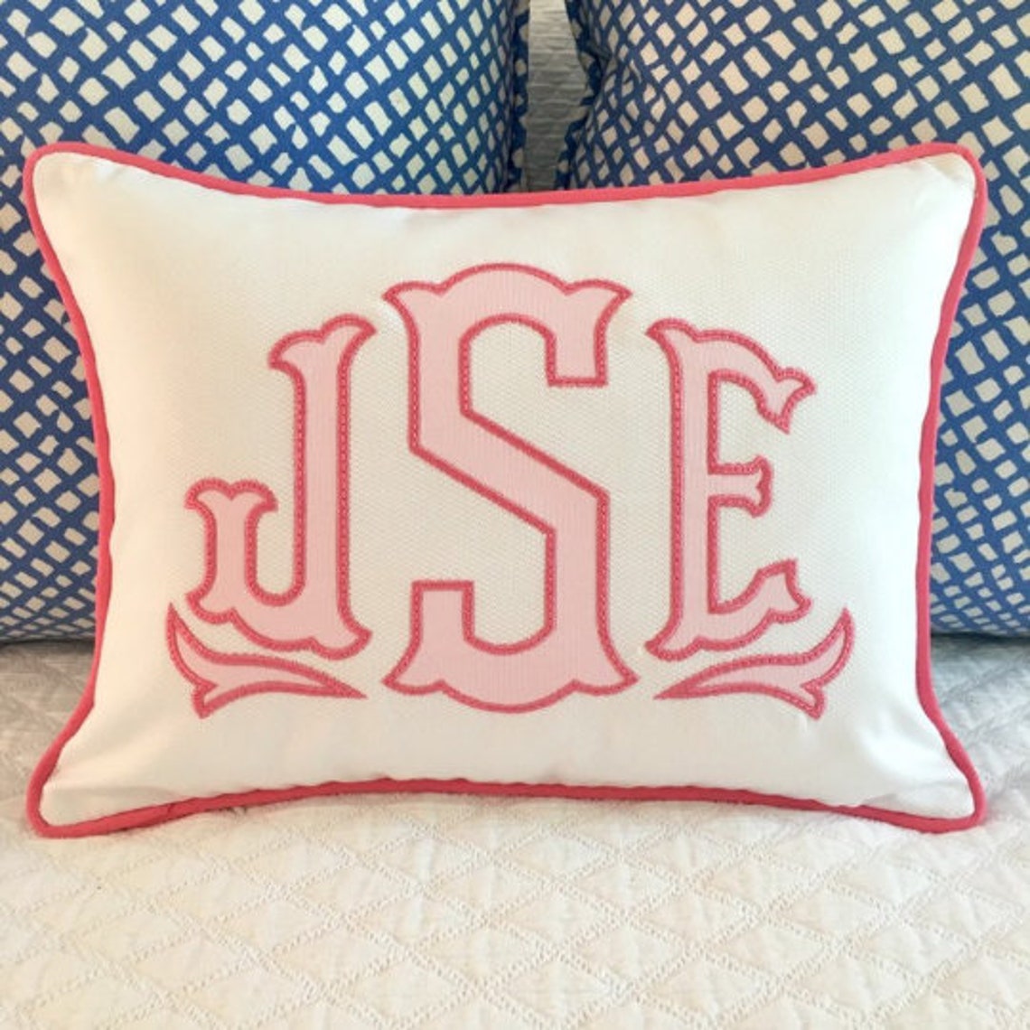 Applique Monogram Pillow Cover Etsy