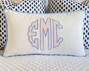 Preppy Custom Monogram Pillow Cover