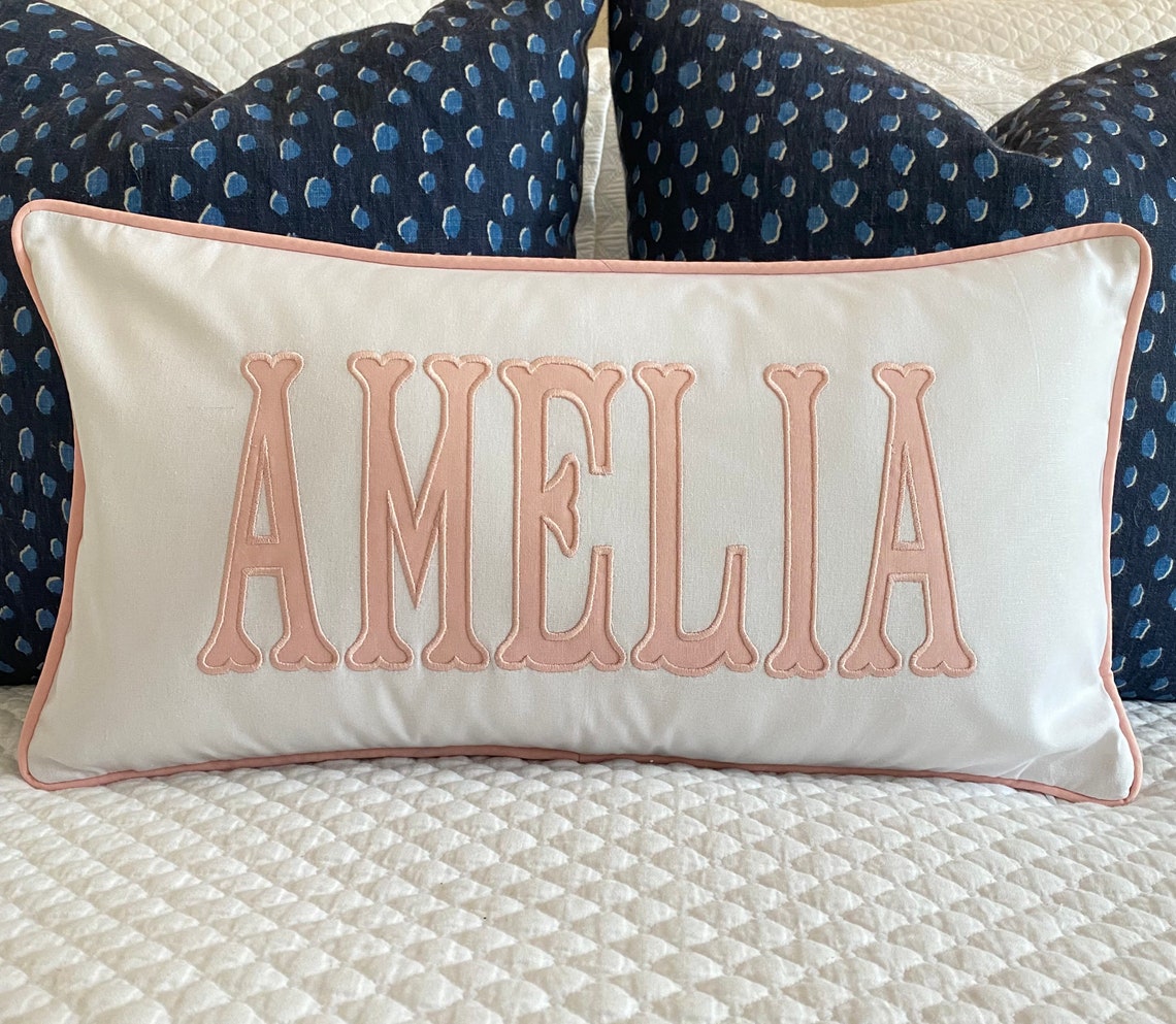 Applique Name Pillow Cover Etsy