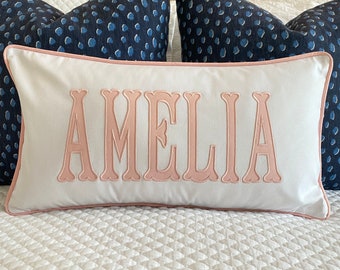 Applique Name Pillow Cover