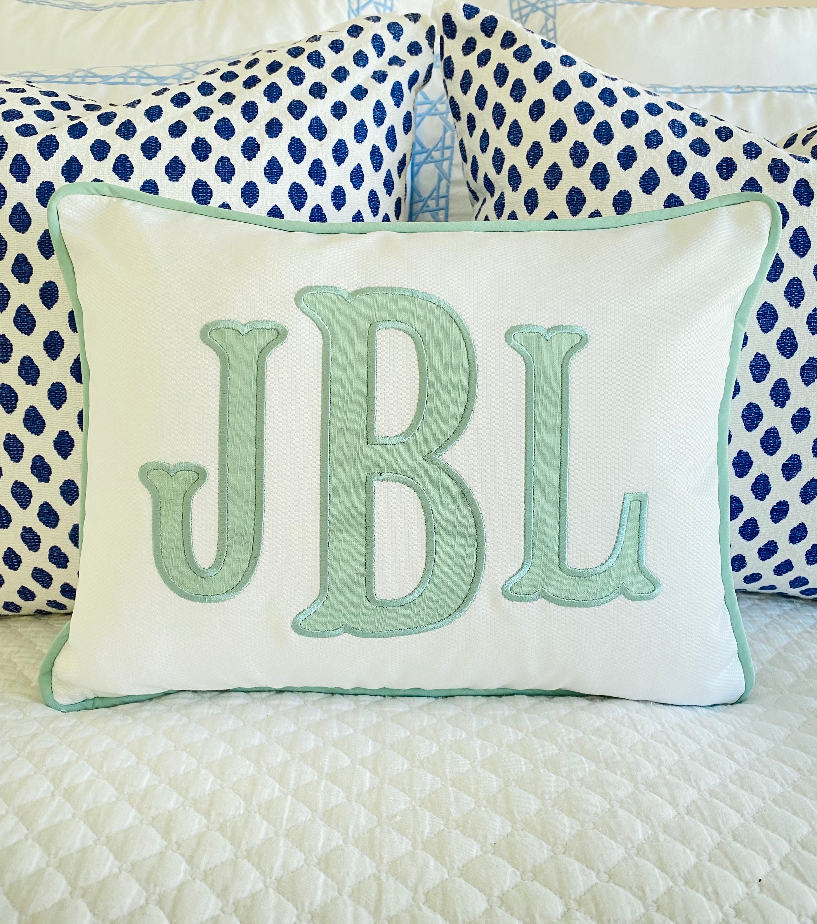 Large Monogram Applique Pillow Cover-embroidered