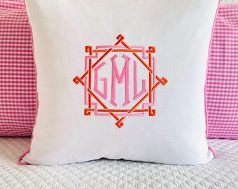 Monogrammed Chinoiserie Pillow Cover