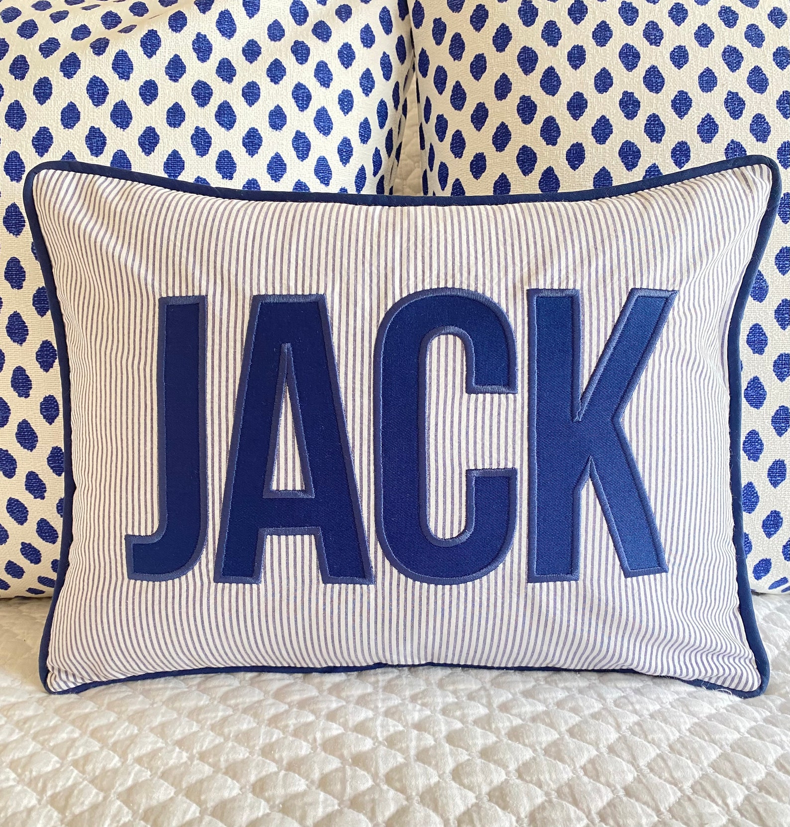Applique Name Pillow Cover Etsy