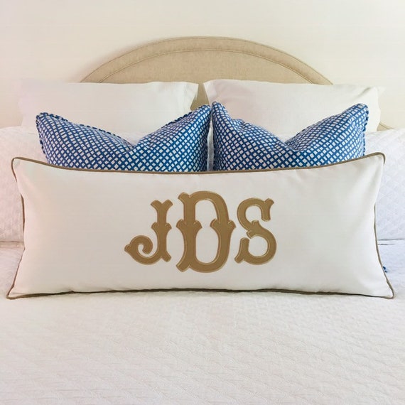 14 X 36 Monogrammed Lumbar Pillow Cover Etsy